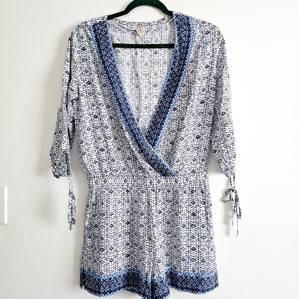 Loft Beach Multicolor Geometric Print Faux Wrap Beach Cover Up Romper X-Small